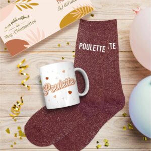 Coffret Mug/Chaussettes Paillettes Poulette