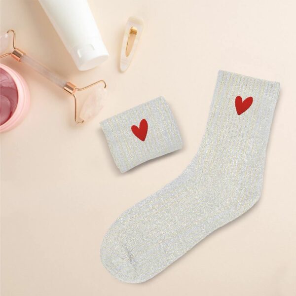 Chaussette Paillette Courte Coeur – Image 2