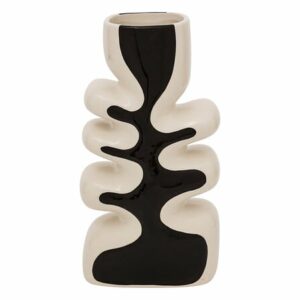 Vase Twisted Lime haut 28 cm céramique noir et blanc