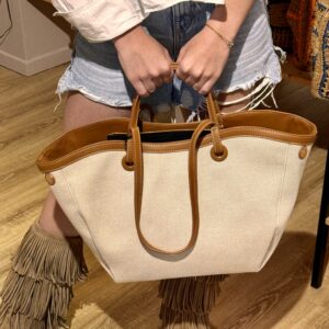 Sac cabas en toile & finitions camel