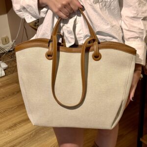 Sac cabas en toile & finitions camel