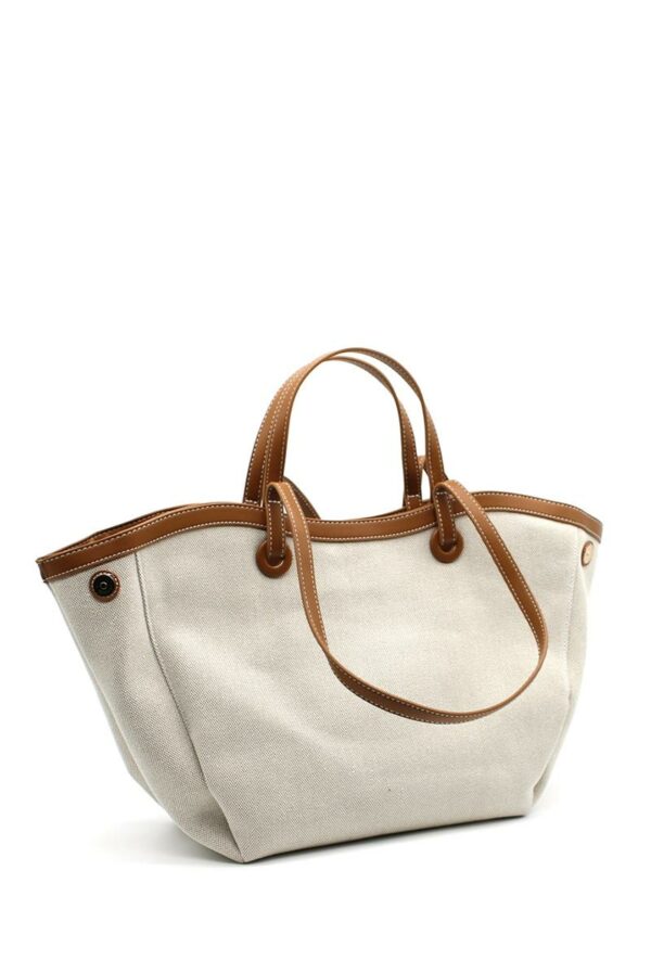 Sac cabas en toile & finitions camel – Image 4