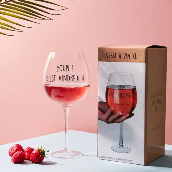 Verre à vin 75 cl Youpi c’est Vindredi