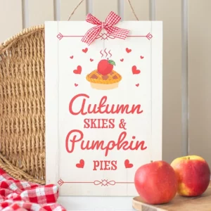 Décoration d’automne – Enseigne Suspendue Ciels d’Automne & Tartes à la Citrouille