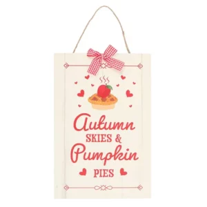 Décoration d’automne – Enseigne Suspendue Ciels d’Automne & Tartes à la Citrouille