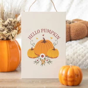 Décoration automne – Panneau Suspendu Bonjour Citrouille Jours d’Automne