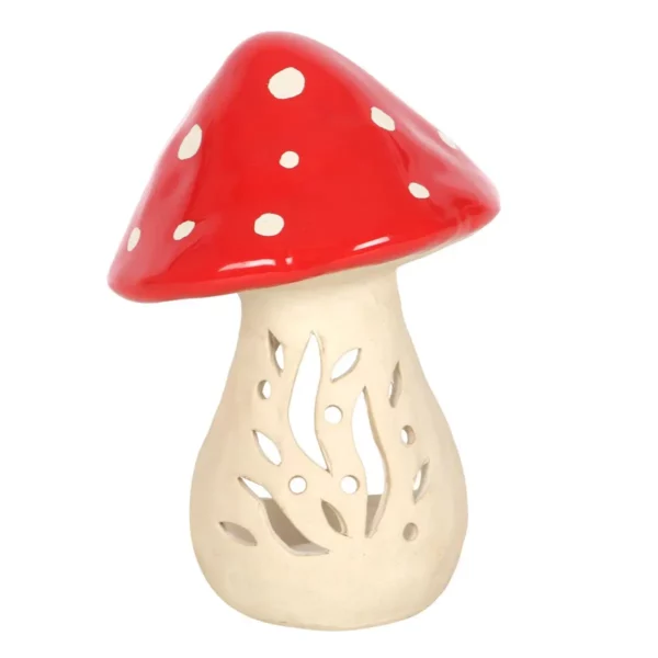 Décoration automne - Bougeoir à bougie en céramique en forme de champignon – Image 2