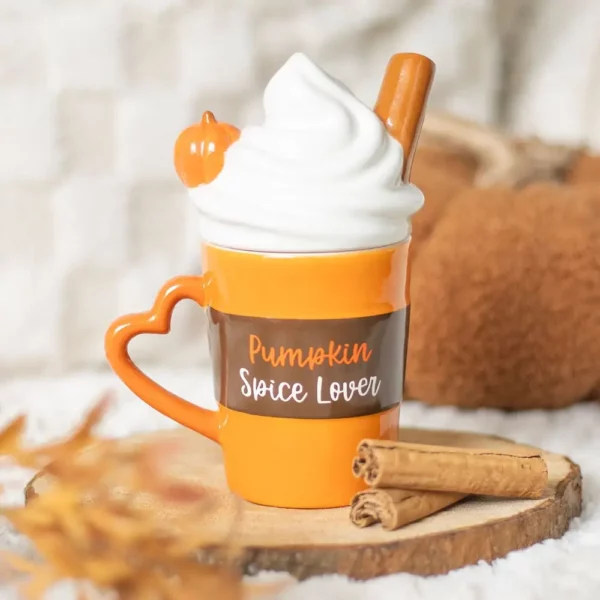 Mug à Couvercle Latte Épicé à la Citrouille d'Automne